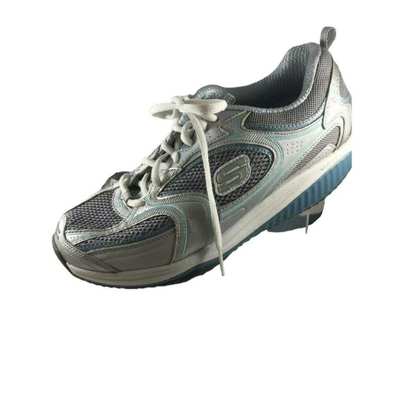 Womens Skechers Shape Ups 12320 Blue Silver Lace Size 9 Athletic Training Shoes - Picture 2 of 8